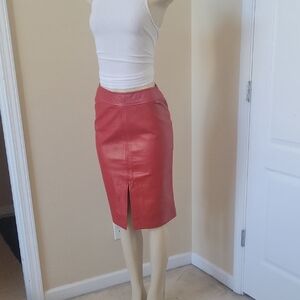DKNY CITY Leather Pencil Skirt